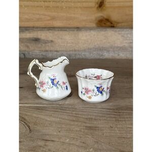 Mini Sugar Bowl‎ & Creamer, Floral Pattern, Hammersley & Co, England Fine Bone